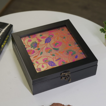 Picture of Paithani Fabric jwellery box 6x6